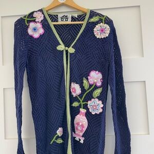 Vintage Storybook knits gorgeous embroidered cardigan sweater .size small